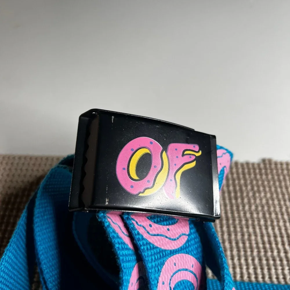 Odd Future OF Donut Blue Web Belt Pink Logo Buckle Adjustable Skate Canvas